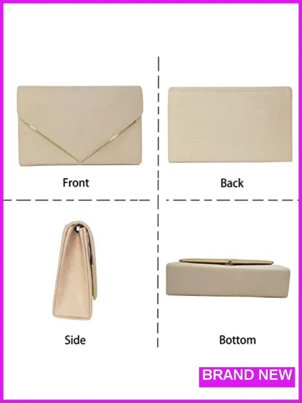 Women's Evening Clutch Purse with Detachable Chain, Formal Party Handbag, Faux